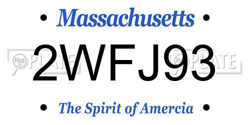 2WFJ93 Massachusetts License Plate