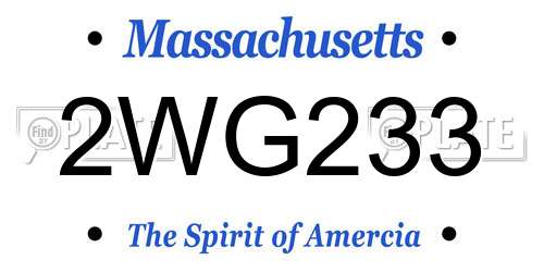 2WG233 Massachusetts License Plate