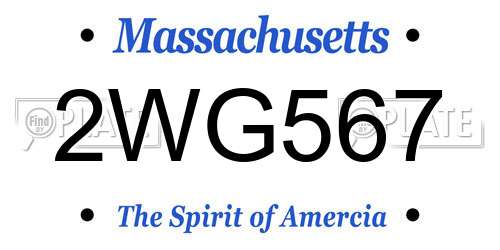 2WG567 Massachusetts License Plate