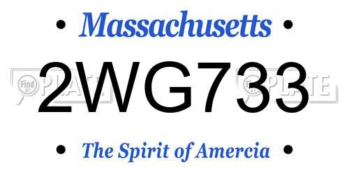 2WG733 Massachusetts License Plate