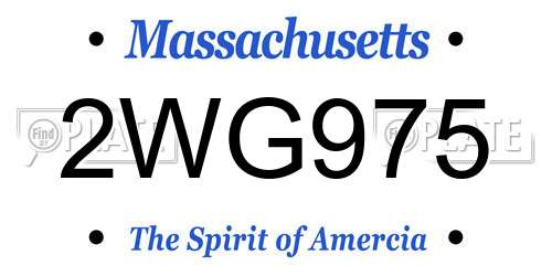 2WG975 Massachusetts License Plate