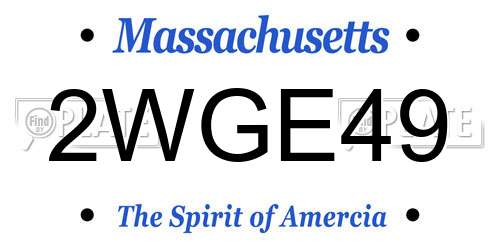 2WGE49 Massachusetts License Plate