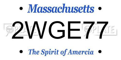 2WGE77 Massachusetts License Plate