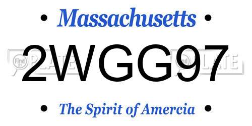 2WGG97 Massachusetts License Plate