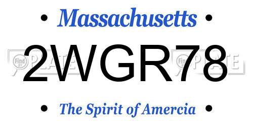 2WGR78 Massachusetts License Plate