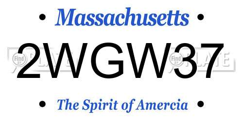 2WGW37 Massachusetts License Plate