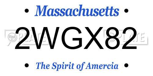 2WGX82 Massachusetts License Plate