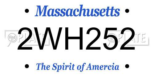 2WH252 Massachusetts License Plate
