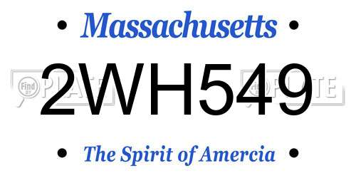 2WH549 Massachusetts License Plate