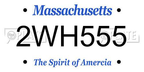 2WH555 Massachusetts License Plate