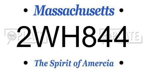 2WH844 Massachusetts License Plate