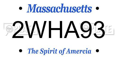 2WHA93 Massachusetts License Plate