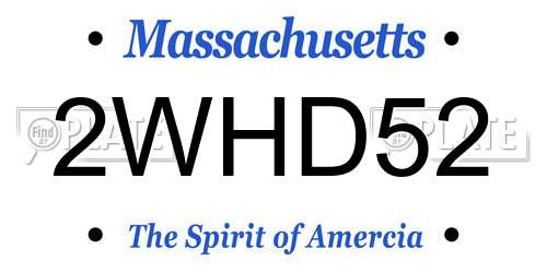 2WHD52 Massachusetts License Plate
