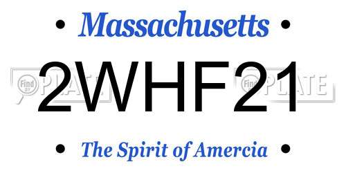 2WHF21 Massachusetts License Plate