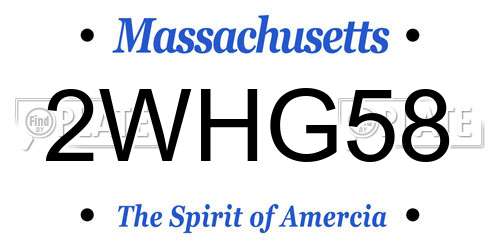2WHG58 Massachusetts License Plate