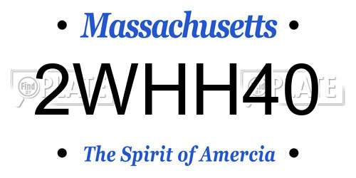 2WHH40 Massachusetts License Plate
