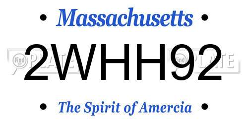 2WHH92 Massachusetts License Plate