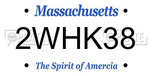 2WHK38 Massachusetts License Plate