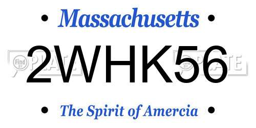 2WHK56 Massachusetts License Plate