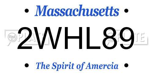 2WHL89 Massachusetts License Plate