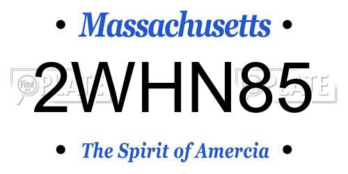 2WHN85 Massachusetts License Plate