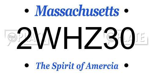 2WHZ30 Massachusetts License Plate
