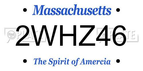 2WHZ46 Massachusetts License Plate