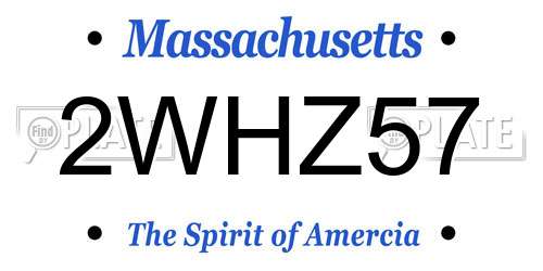 2WHZ57 Massachusetts License Plate