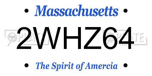2WHZ64 Massachusetts License Plate