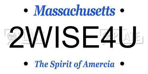 2WISE4U Massachusetts License Plate