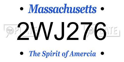 2WJ276 Massachusetts License Plate