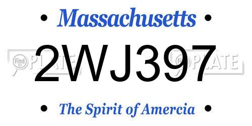 2WJ397 Massachusetts License Plate