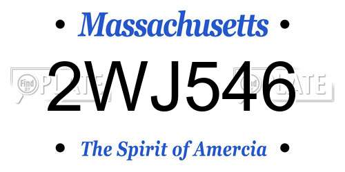 2WJ546 Massachusetts License Plate