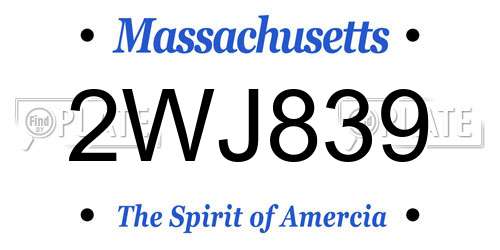 2WJ839 Massachusetts License Plate