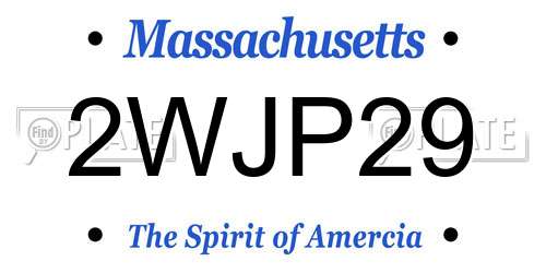 2WJP29 Massachusetts License Plate