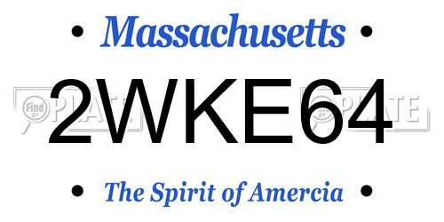 2WKE64 Massachusetts License Plate