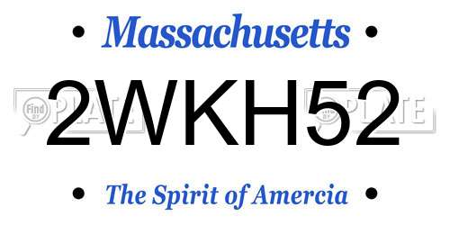 2WKH52 Massachusetts License Plate