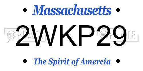 2WKP29 Massachusetts License Plate