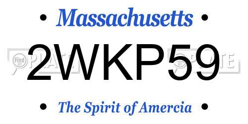 2WKP59 Massachusetts License Plate