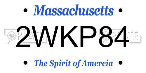 2WKP84 Massachusetts License Plate