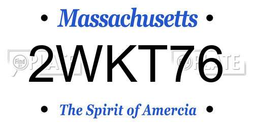 2WKT76 Massachusetts License Plate
