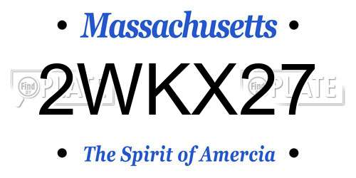 2WKX27 Massachusetts License Plate