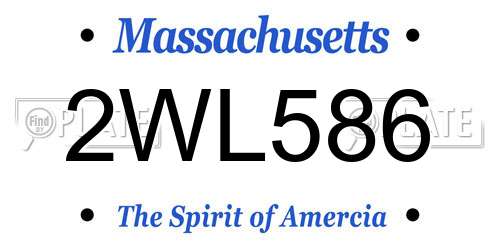 2WL586 Massachusetts License Plate