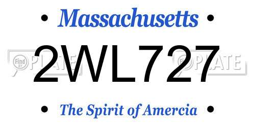 2WL727 Massachusetts License Plate