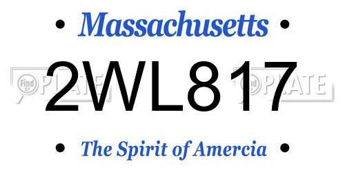 2WL817 Massachusetts License Plate