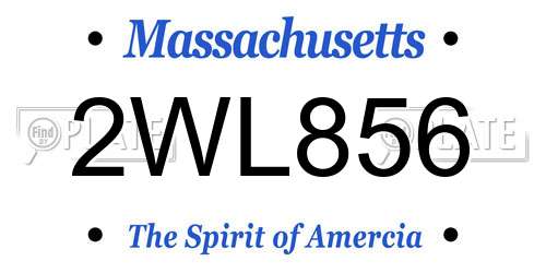 2WL856 Massachusetts License Plate