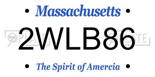 2WLB86 Massachusetts License Plate