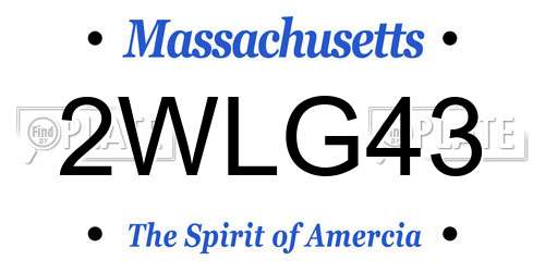 2WLG43 Massachusetts License Plate