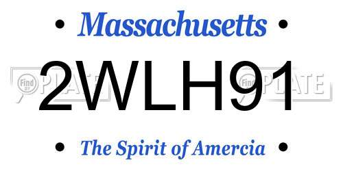 2WLH91 Massachusetts License Plate