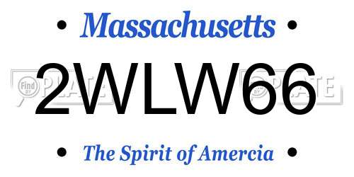 2WLW66 Massachusetts License Plate